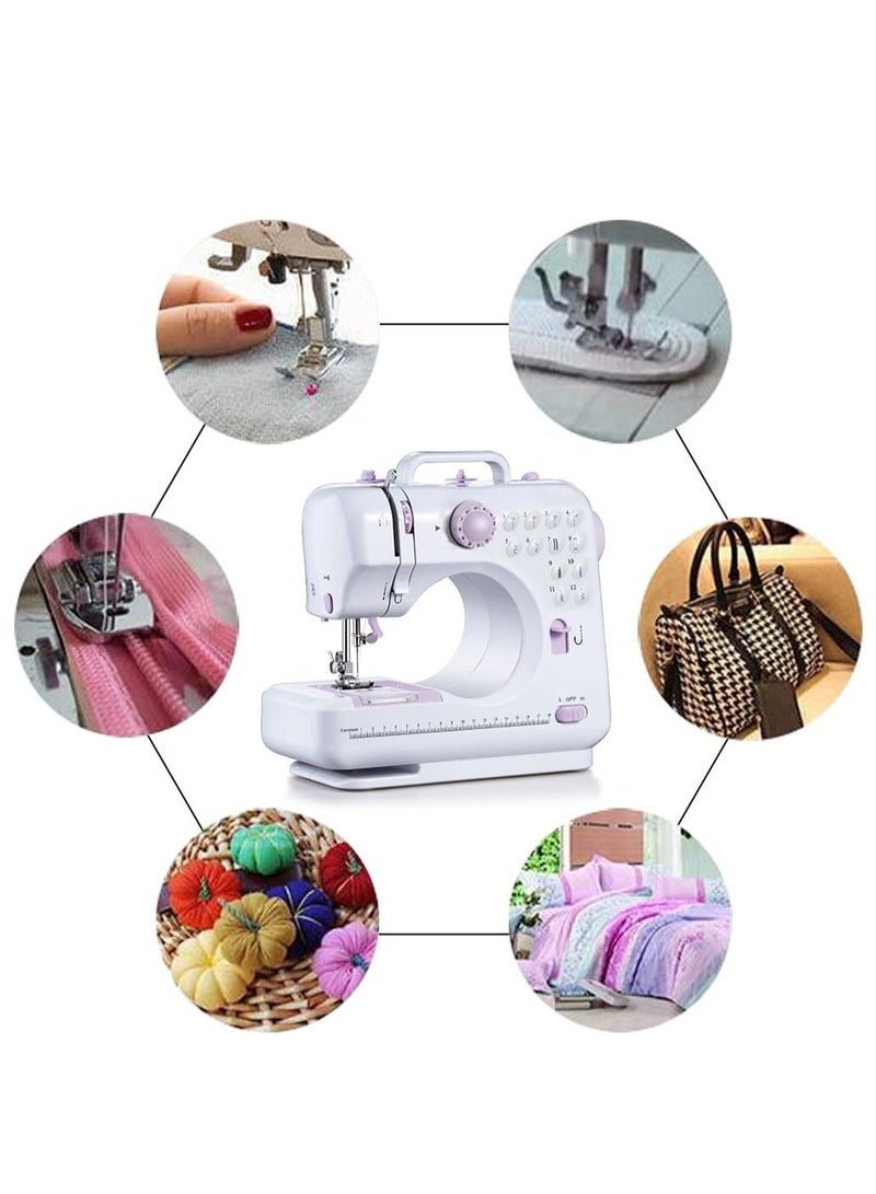 12 kinds of needle multifunctional mini electric sewing machine white/purple  - Image 4