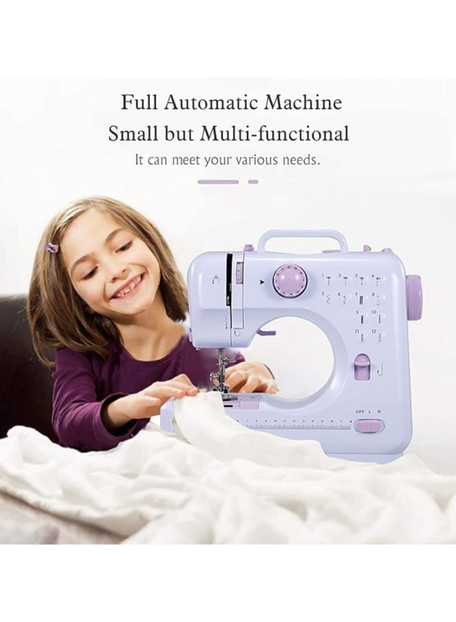 12 kinds of needle multifunctional mini electric sewing machine white/purple  - Image 1