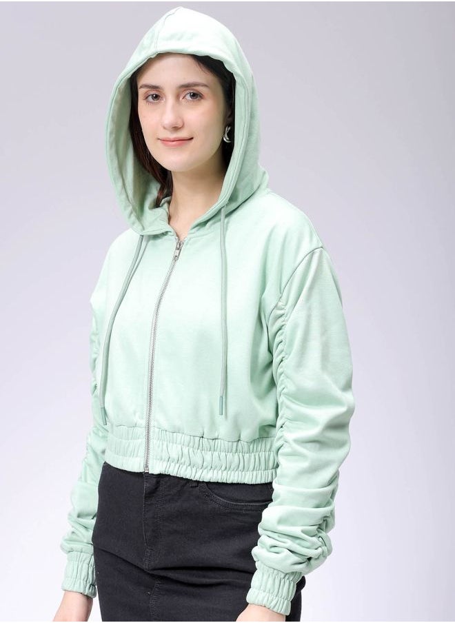 Freehand Women Relaxed Fit Solid Front Open Sweatshirt  - Image 5