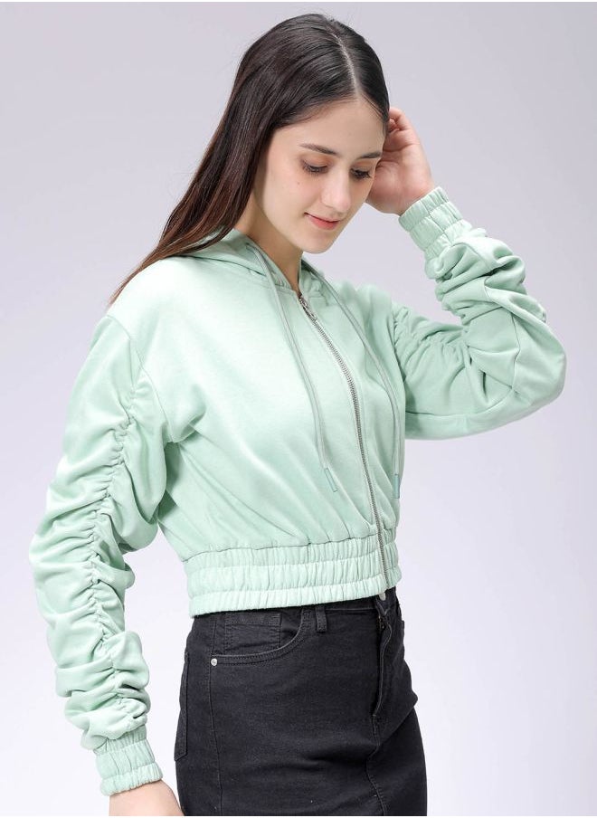 Freehand Women Relaxed Fit Solid Front Open Sweatshirt  - Image 4
