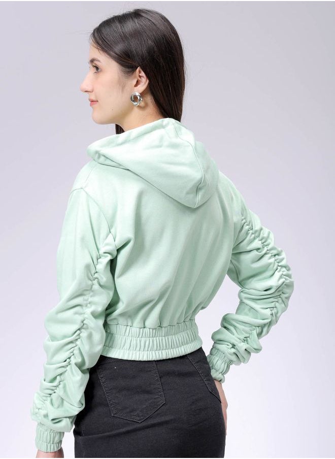 Freehand Women Relaxed Fit Solid Front Open Sweatshirt  - Image 2