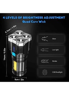 Generic L-S03 Strong Light 4 Modes of light  Long-range Flashlight Rechargeable COB Side Light Searchlight  - Image 2