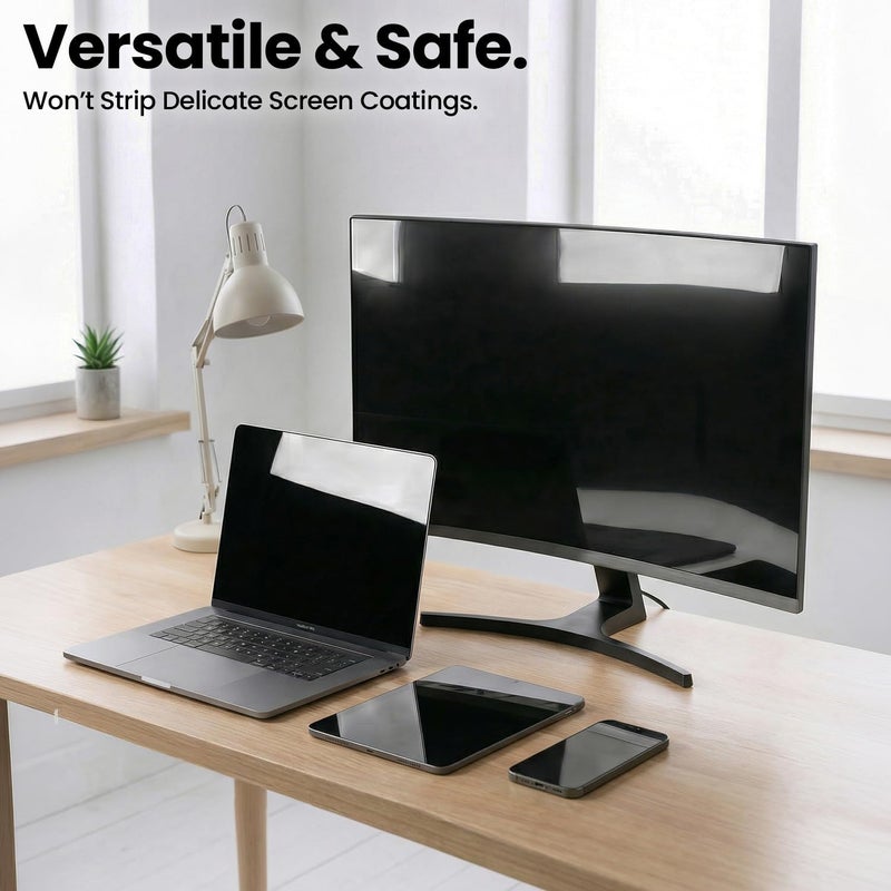 ايفيو مجموعة رذاذ منظف الشاشة ® (خالٍ من البقع) منظف شاشة التلفزيون الذكي، LCD، LED، OLED | رذاذ منظف شاشة الكمبيوتر وقطعة قماش ميكروفايبر - تلفزيون، شاشة، لابتوب، آيباد، سيارة - 6.7 أونصة، عبوة مزدوجة - Image 3