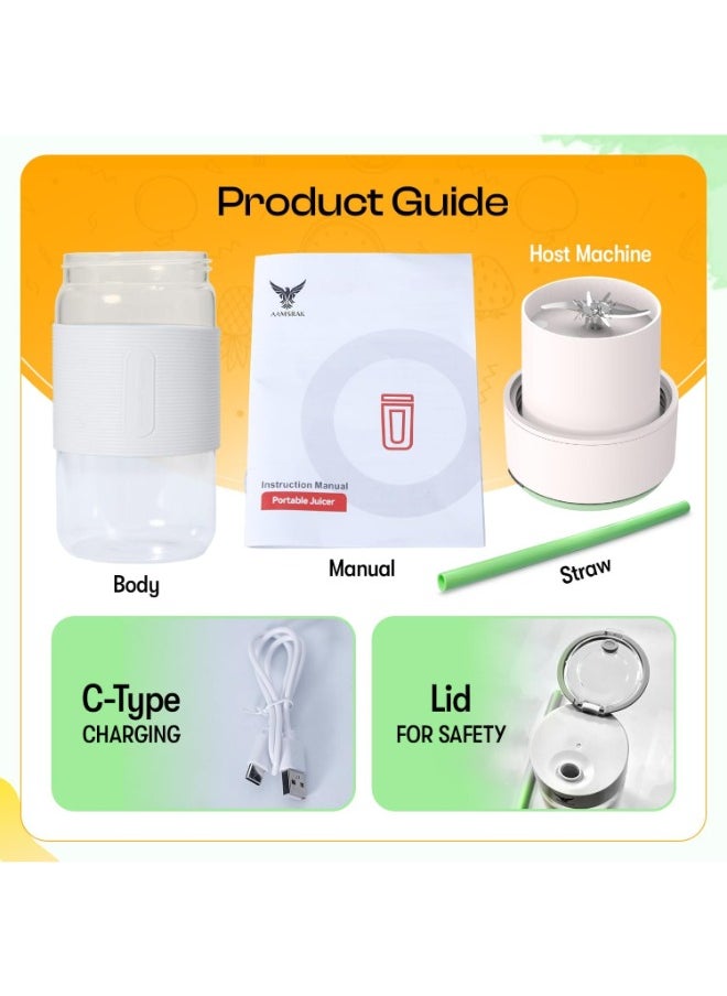 AAMSRAK - Portable Blender 380ml - Personal Smoothie Maker for Juices, Protein Shakes - Mini Travel Blender with Powerful Blades, Leak-Proof Design & Easy Cleaning - Ideal for Home, Office & Gym - Image 1