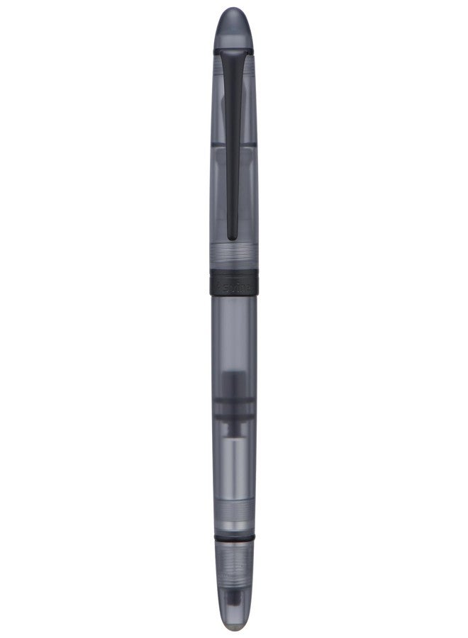 Asvine P50 Piston Fountain Pen Frosted Black Resin, Medium Nib Black Trim Smooth Writer Collection with Pen Case Gift Set - Image 1