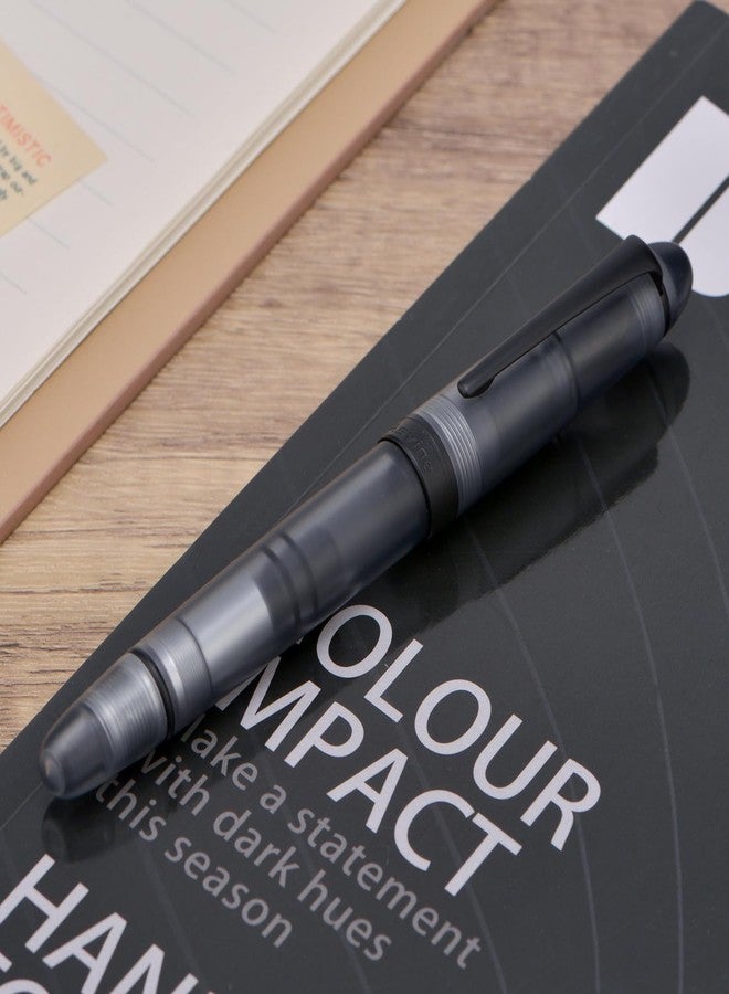 Asvine P50 Piston Fountain Pen Frosted Black Resin, Medium Nib Black Trim Smooth Writer Collection with Pen Case Gift Set - Image 3