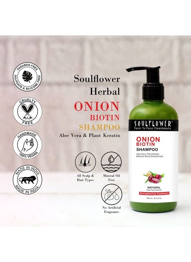 Soulflower - Onion Biotin Shampoo; Hair Growth & Scalp Nourishment Hair Fall & Dandruff; Aloevera Plant Keratin Reetha Shikakai & Neem Sls & Paraben Free; 300Ml - Image 1