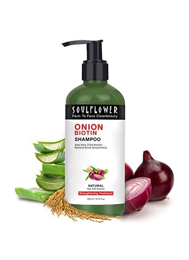 Soulflower - Onion Biotin Shampoo; Hair Growth & Scalp Nourishment Hair Fall & Dandruff; Aloevera Plant Keratin Reetha Shikakai & Neem Sls & Paraben Free; 300Ml - Image 1