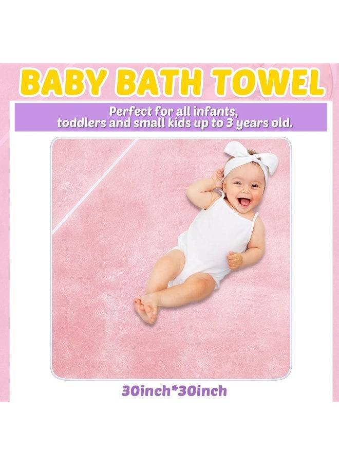 Reginary Reginary 4 Pack Baby Hooded Towels Coral Fleece Baby Bath Towels 30 x 30 Inch Soft Absorbent Hooded Bath Blanket for Newborn Toddler Infant Boy Girl Shower Gift Supplies  - Image 2