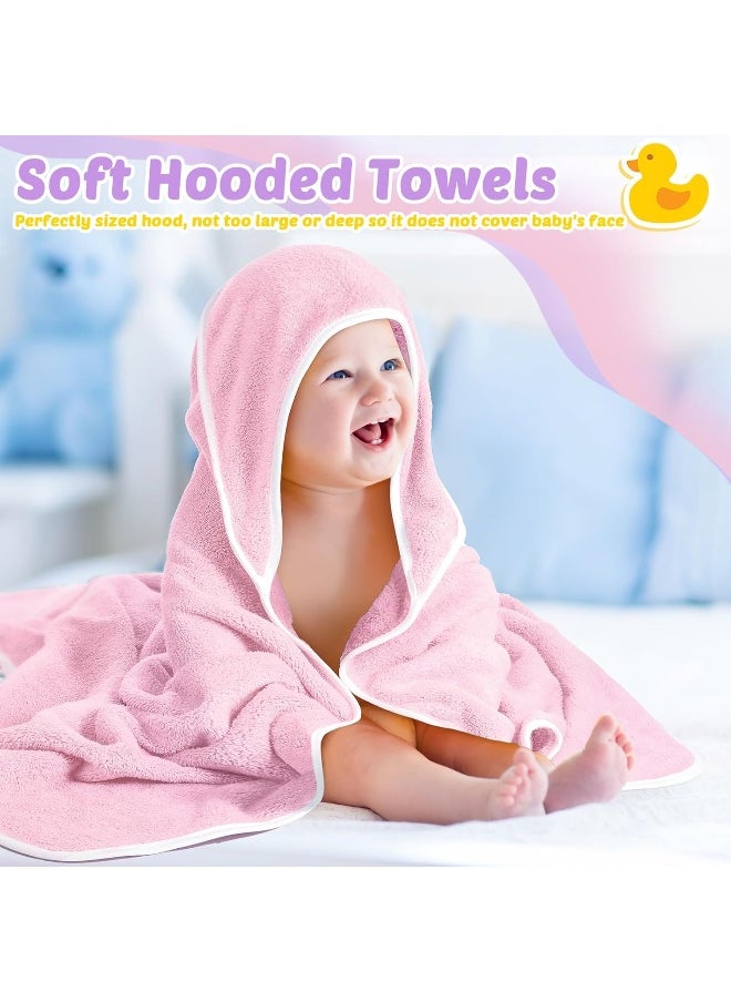 Reginary Reginary 4 Pack Baby Hooded Towels Coral Fleece Baby Bath Towels 30 x 30 Inch Soft Absorbent Hooded Bath Blanket for Newborn Toddler Infant Boy Girl Shower Gift Supplies  - Image 4