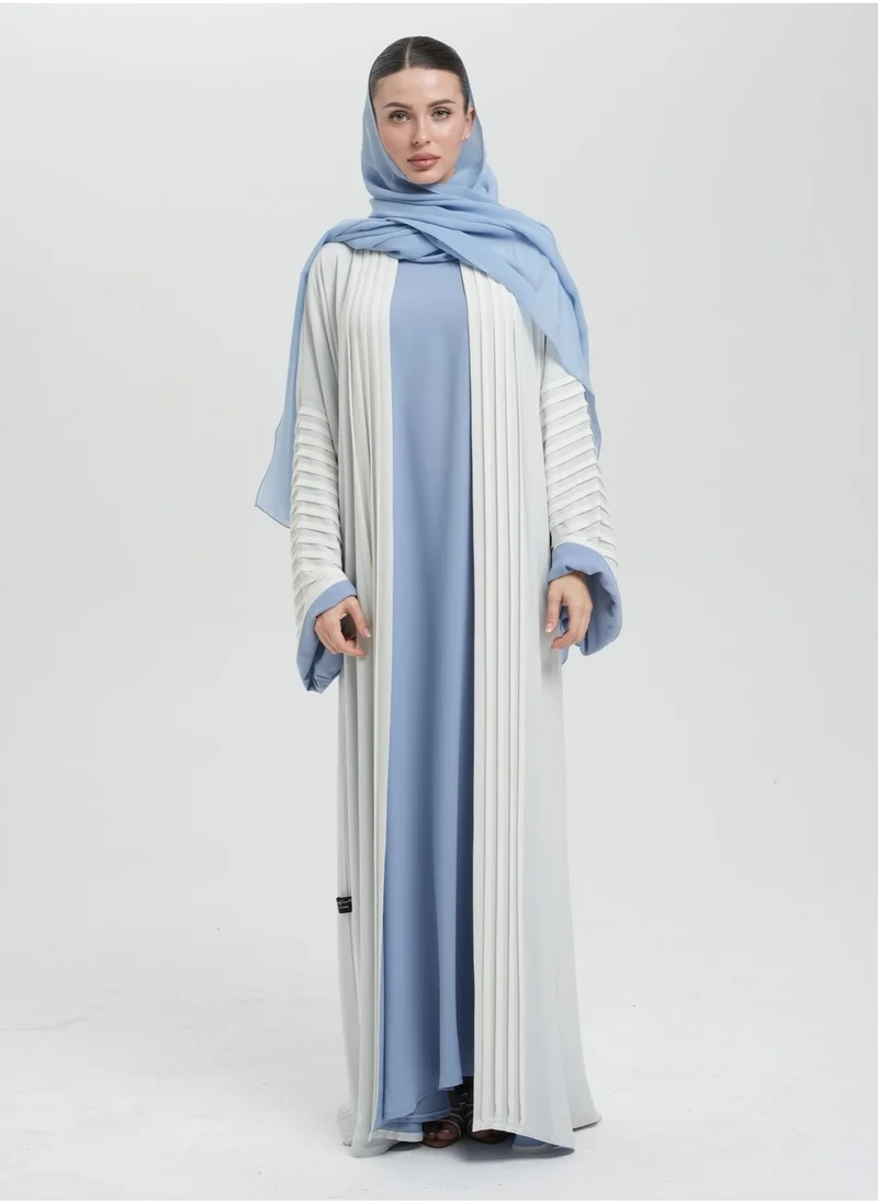 Meem by Mariyah Pleated front open abaya