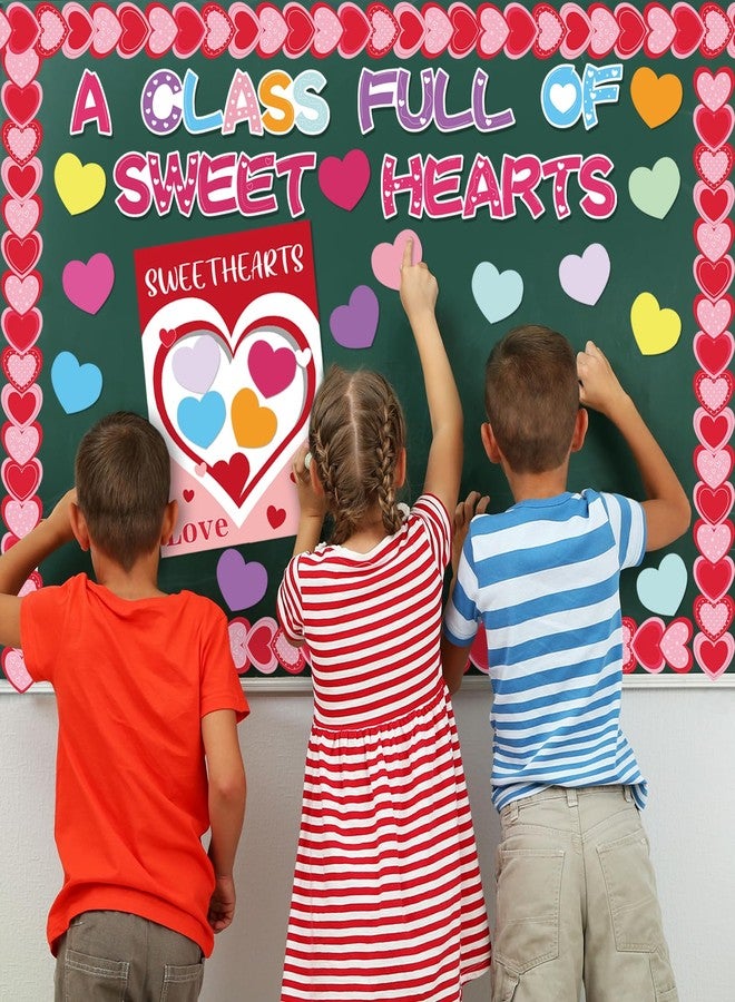 Hedeey Valentine's Day Love Heart Bulletin Board Classroom Decorations A Class Full of Sweethearts Themed Cut-Outs Pink Hearts Bulletin Border Valentines Party Supplies School Classroom Wall Door Decor - Image 5