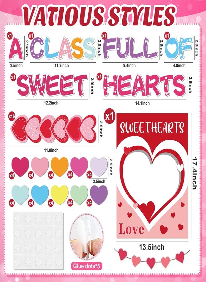 Hedeey Valentine's Day Love Heart Bulletin Board Classroom Decorations A Class Full of Sweethearts Themed Cut-Outs Pink Hearts Bulletin Border Valentines Party Supplies School Classroom Wall Door Decor - Image 2