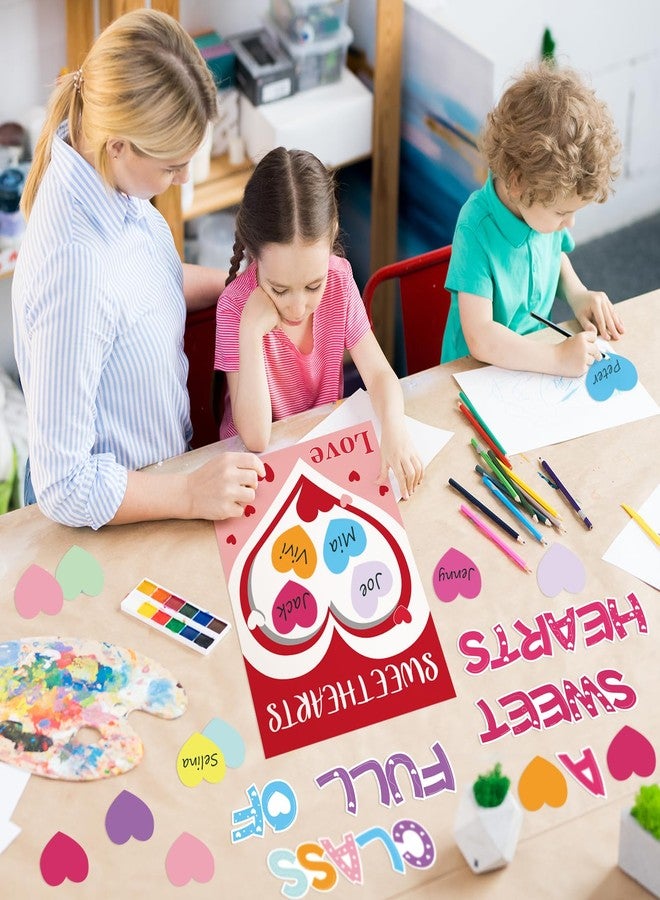 Hedeey Valentine's Day Love Heart Bulletin Board Classroom Decorations A Class Full of Sweethearts Themed Cut-Outs Pink Hearts Bulletin Border Valentines Party Supplies School Classroom Wall Door Decor - Image 4