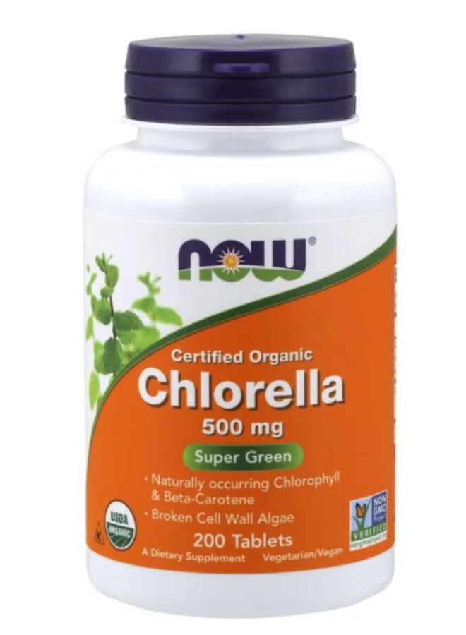 Organic Chlorella Super Green 500mg - 200 Tablets