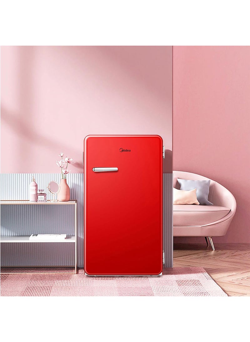 Midea 142L Gross Single Door Retro Style Refrigerator, Compact Size Free Standing, Best For Bedroom, Office & Mini Bar, Freezer Compartment Inside, Quick Cooling & Easy Cleaning 142 L MDRD142SLE32 Red - Image 5
