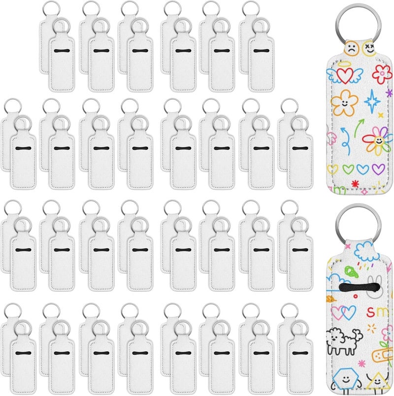 Wanmu 60 Pcs Sublimation Lipstick Holder Blanks, Bulk Neoprene Lip Balm Holder Keychain Clip-on Sleeve Travel Key Ring Holders, DIY Sublimation Blanks Products - Image 1