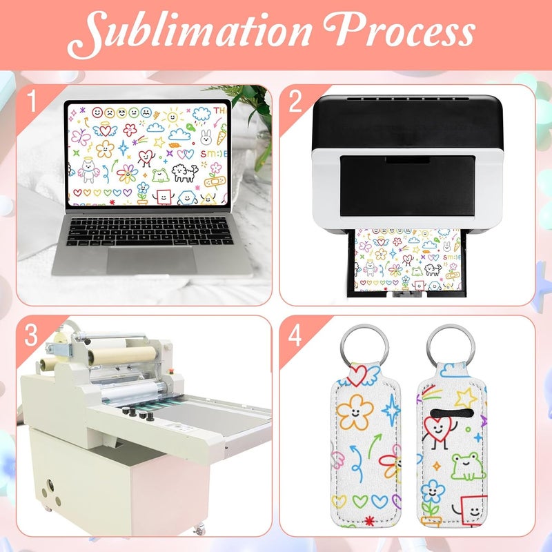 Wanmu 60 Pcs Sublimation Lipstick Holder Blanks, Bulk Neoprene Lip Balm Holder Keychain Clip-on Sleeve Travel Key Ring Holders, DIY Sublimation Blanks Products - Image 5