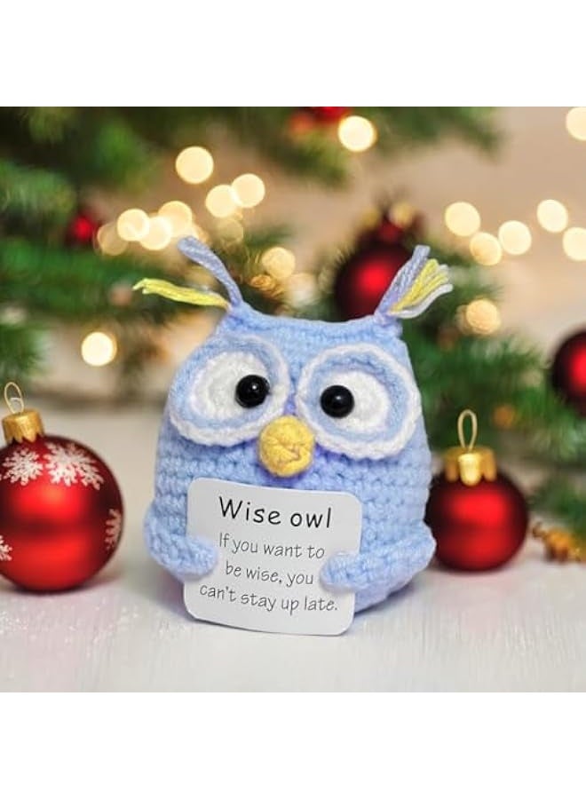 NIBEMINENT Positive Crochet Gifts, Crocheted Emotional Support Animal, Unique Birthday Gift for Shark Lovers Friends Women Men (Blue Owl) - Image 3
