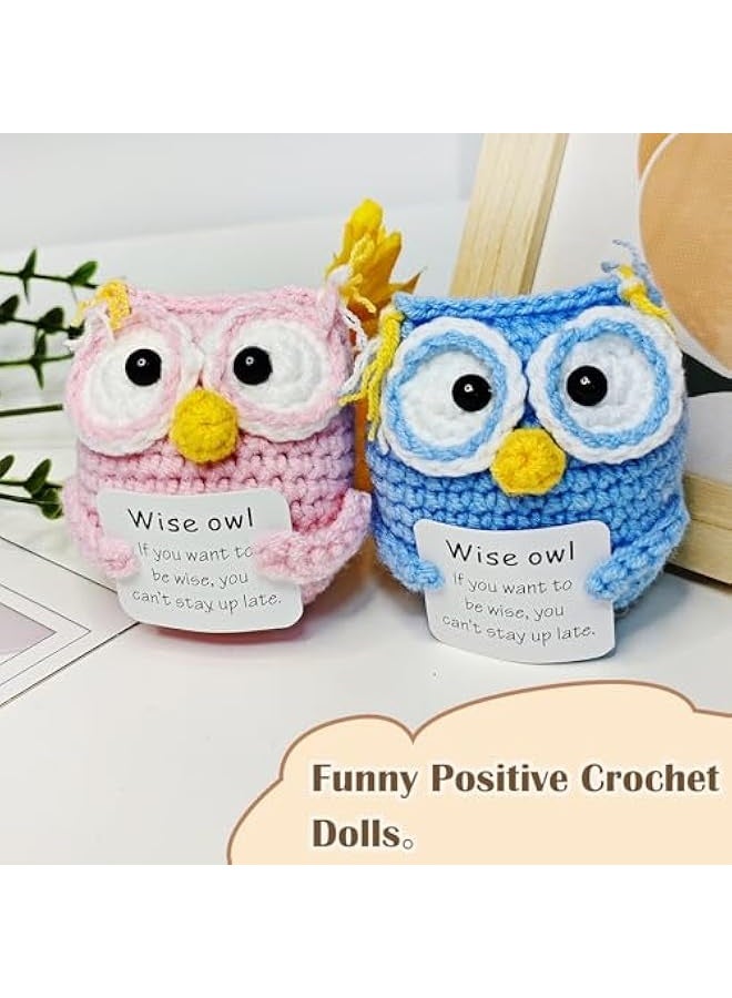 NIBEMINENT Positive Crochet Gifts, Crocheted Emotional Support Animal, Unique Birthday Gift for Shark Lovers Friends Women Men (Blue Owl) - Image 2