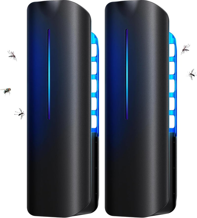 BURLAN Fruit Fly Traps Indoor for Home: Plug in Mosquito Bug Zapper Gnat Moth Catcher with 9W Night UV Light, 2 Devices 20 Sticky Glue Board Refills for Indoors Flying Insect Trap - Image 1