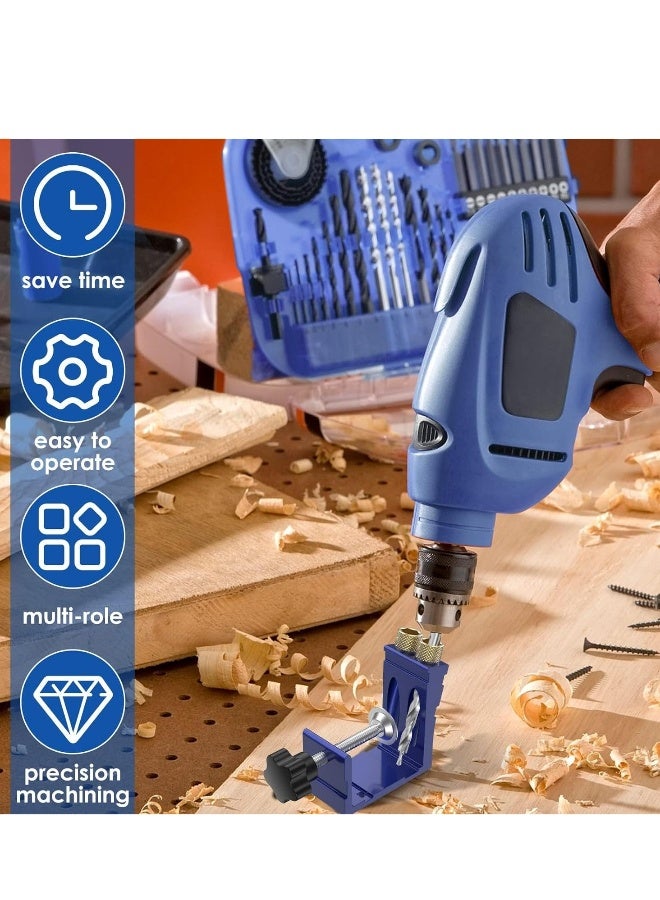 47Pcs Pocket Hole Jig Adjustable Punch Locator 15 Degree Angle Hole Drill Guide Kit High Precision Drill Punch Positioner for Carpenter DIY Joinery Work Woodworking Tool  - Image 2