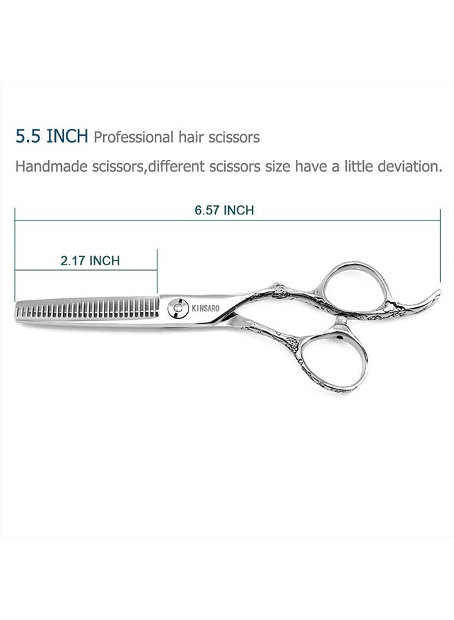 KINSARO Hair Thinning Shears 5.5 Inch Hair Thinning Scissors for Women Professional Barber Scissors 440C Hair Scissors Barber Shears 28 Teeth Rose handle KINSARO - Image 3