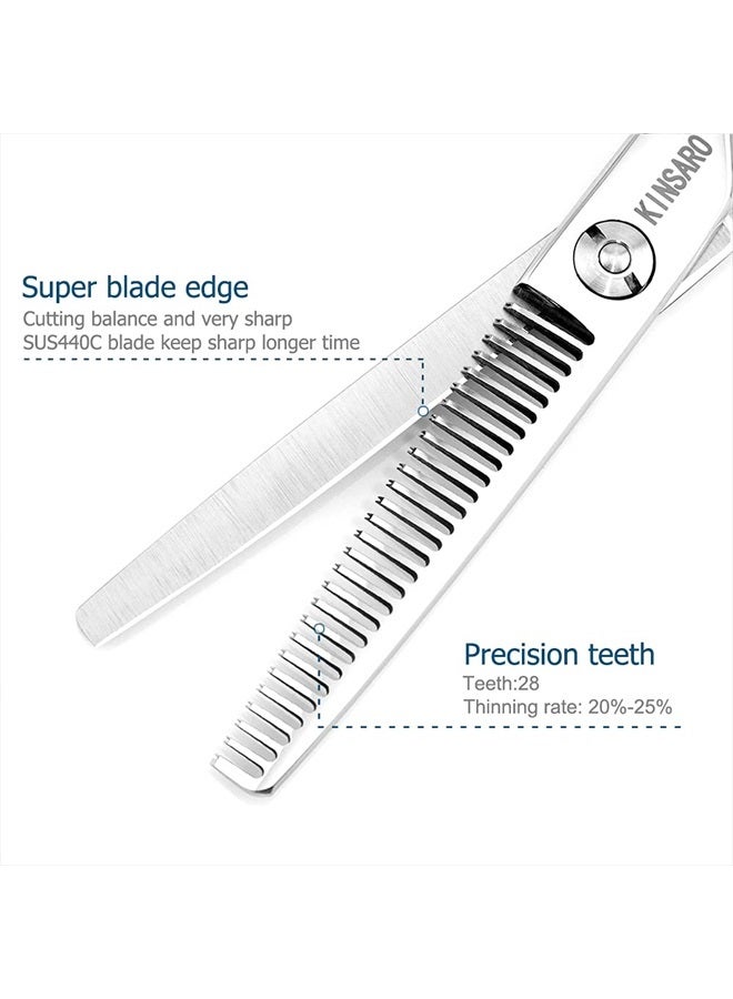 KINSARO Hair Thinning Shears 5.5 Inch Hair Thinning Scissors for Women Professional Barber Scissors 440C Hair Scissors Barber Shears 28 Teeth Rose handle KINSARO - Image 5