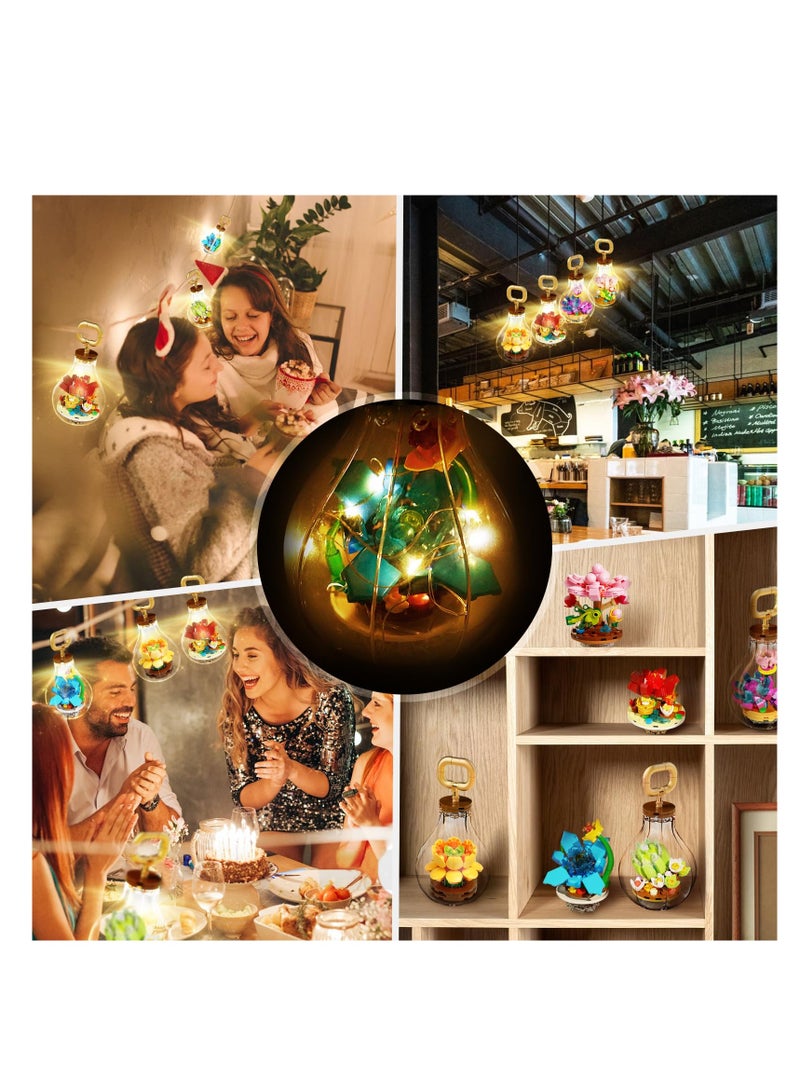 SYOSI طقم زهور - طقم بناء نباتي، كتل بناء متعددة الأشكال - طقم زهور صحية لتزيين المنزل أو المكتب، مثالي كهدية لحفلات عيد ميلاد الأطفال (أزرق) - Image 4