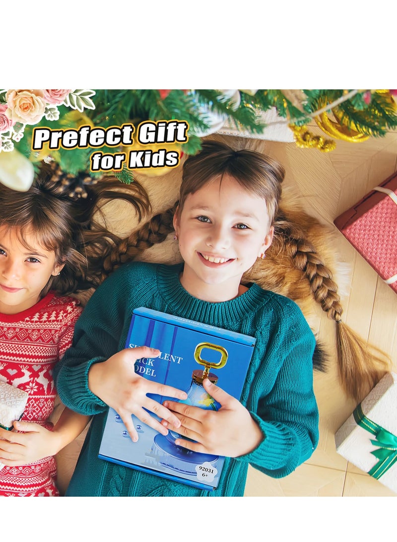 SYOSI طقم زهور - طقم بناء نباتي، كتل بناء متعددة الأشكال - طقم زهور صحية لتزيين المنزل أو المكتب، مثالي كهدية لحفلات عيد ميلاد الأطفال (أزرق) - Image 2