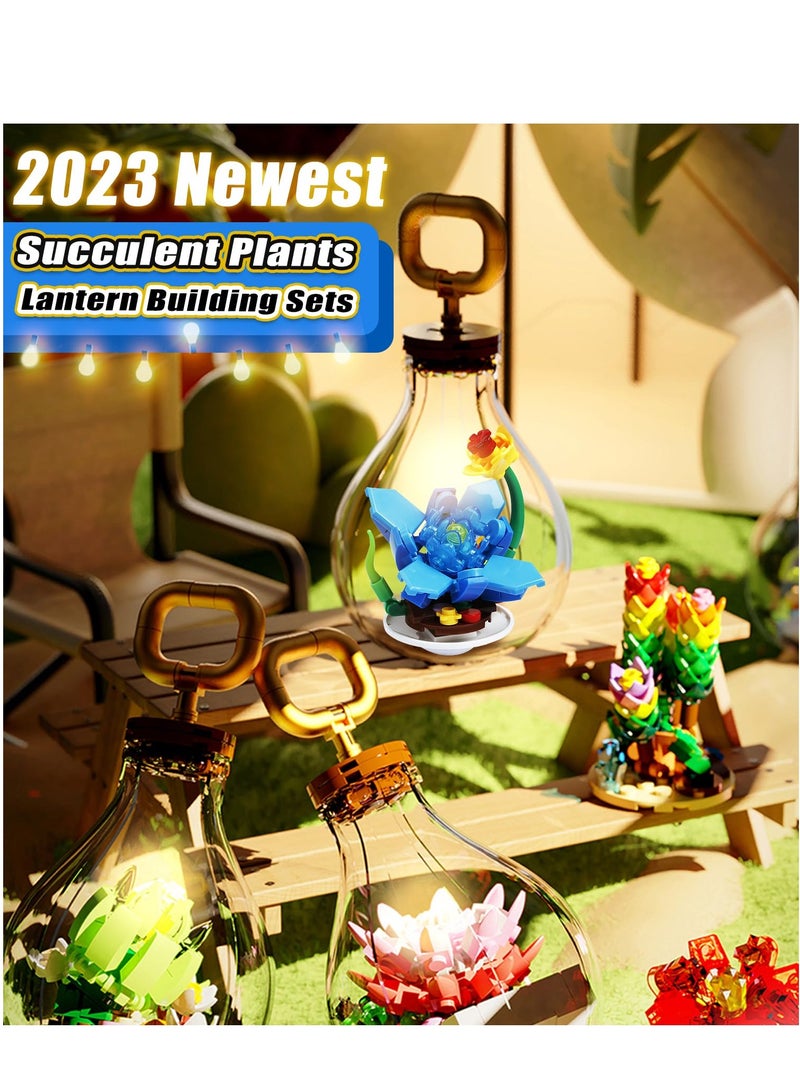 SYOSI طقم زهور - طقم بناء نباتي، كتل بناء متعددة الأشكال - طقم زهور صحية لتزيين المنزل أو المكتب، مثالي كهدية لحفلات عيد ميلاد الأطفال (أزرق) - Image 5