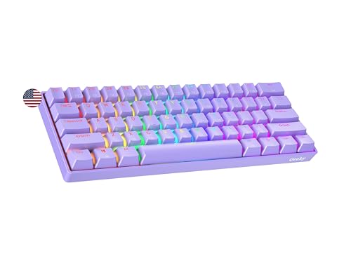 Geeky GK61 60% | Hot Swappable Mechanical Gaming Keyboard | 61 Keys Multi Color RGB LED Backlit for PC/Mac Gamer | ANSI US American Layout (Lavender, Mechanical Speed Silver) - Image 1