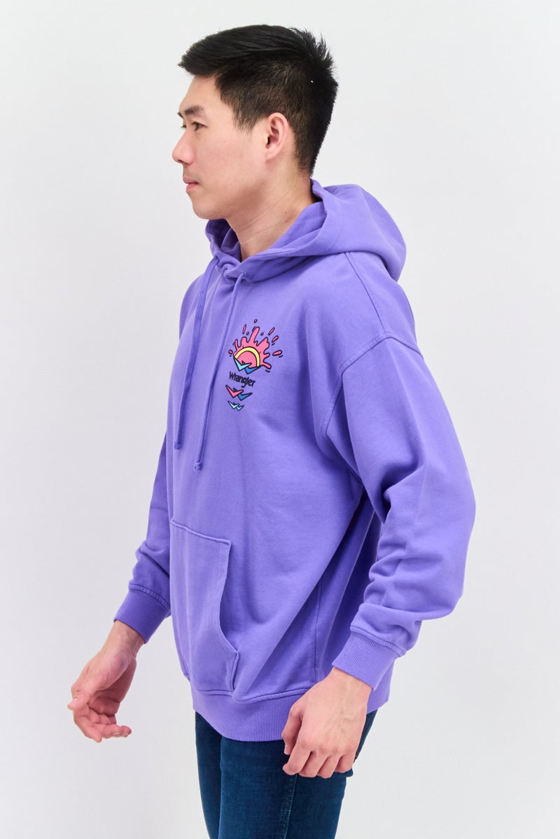 Wrangler سويت شيرت هودي بأكمام طويلة وياقة دائرية للرجال، بنفسجي - Image 3