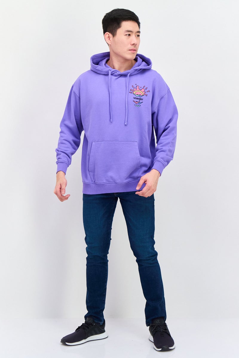 Wrangler سويت شيرت هودي بأكمام طويلة وياقة دائرية للرجال، بنفسجي - Image 2