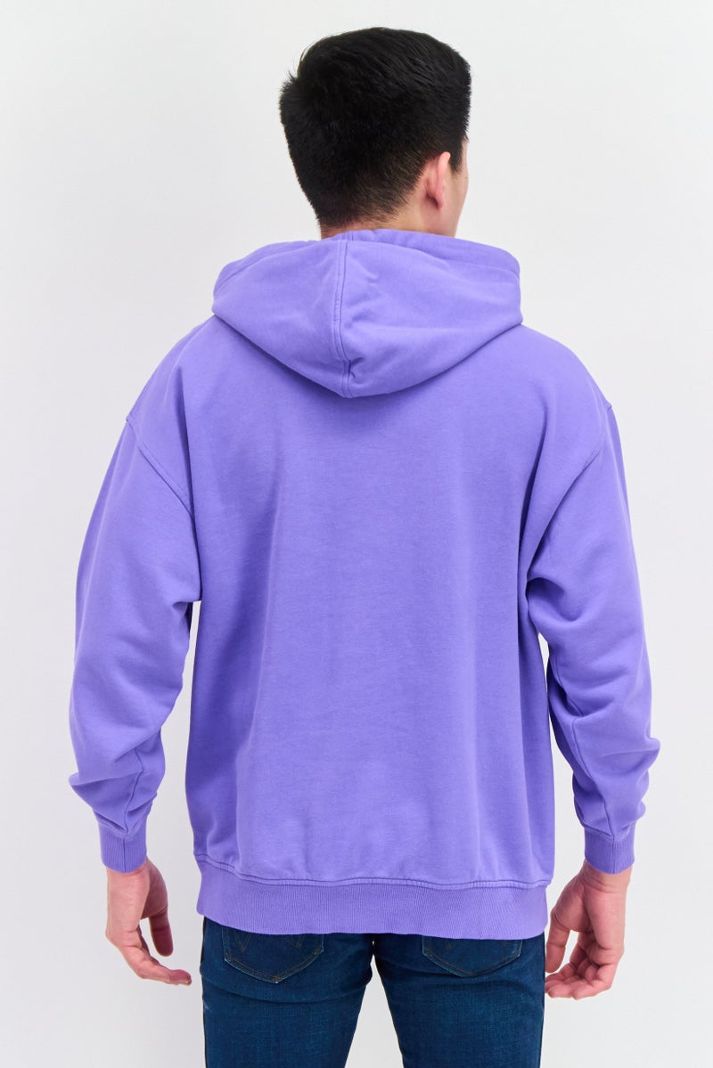 Wrangler سويت شيرت هودي بأكمام طويلة وياقة دائرية للرجال، بنفسجي - Image 4