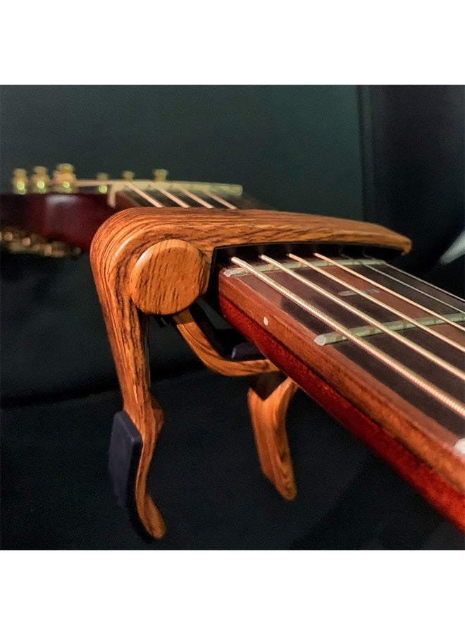 Guitar Capo for Acoustic and Electric Guitars - Rosewood Color with 5 Picks - Image 4