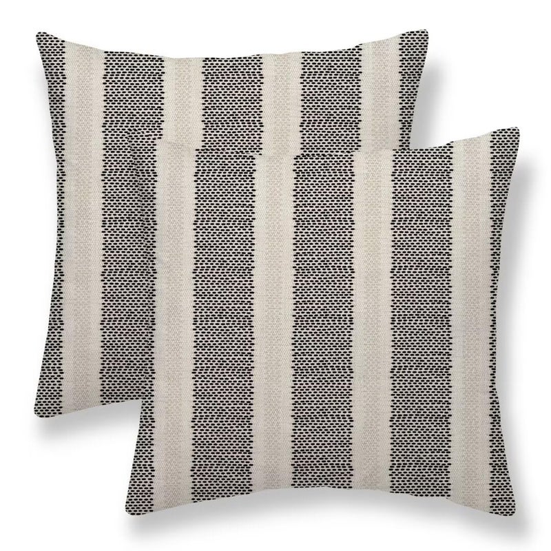 Sunshineyan Black Polka Dot Pillow Covers 18 x 18 Inch Set of 2 Boho Striped Decorative Outdoor Throw Pillow Covers Linen Modern Geometry Cushion Cases for Home Sofa Couch Livingroom Decor - Image 2