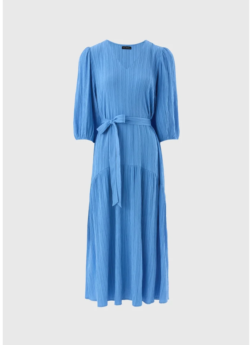 Matalan Blue Textured Midaxi Dress