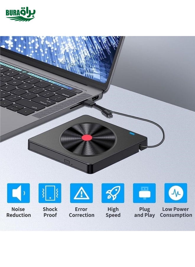 BURAQ 052 USB + Type-C DVD Burner Readable SD / TF Card DVD-RW Recorder PC External Optical Drive  - Image 3