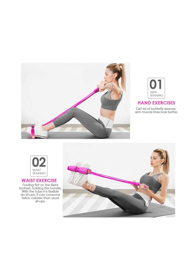مقوي البطن لتقليل الوزن مع مقاومة لتمارين الساقين للبطن والخصر والذراعين، حبل مرن، وردي - Image 4