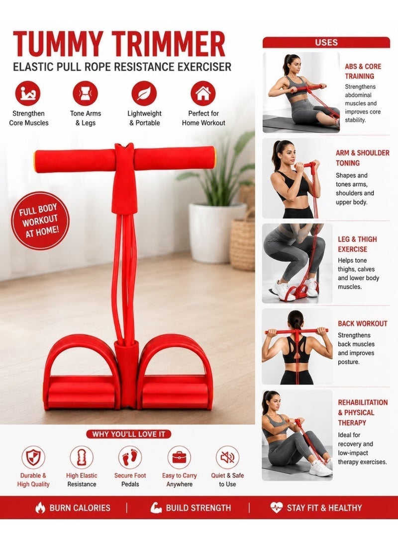 vsell24 Tummy Trimmer Slimming Resistance Leg Exerciser for Abdomen Waist Arm Pedal Elastic Pull Rope - Image 5