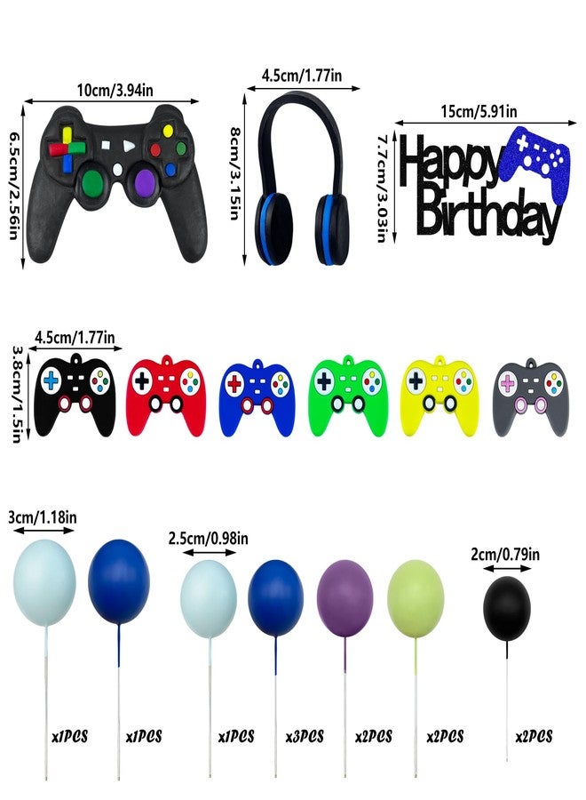 TOSPARTY 21 PCS Video Game Birthday Cake Toppers Controller Headset Ball Cake Decoration for Video Game Theme Birthday Party Supplies - Image 2