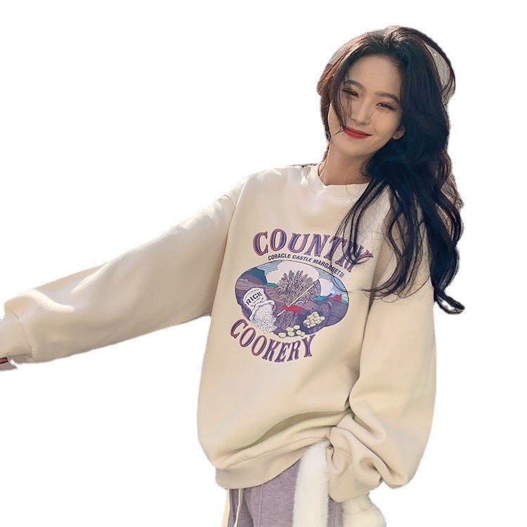 2024 Fashion Loose Hoodie for Women Autumn Grey  - Image 2