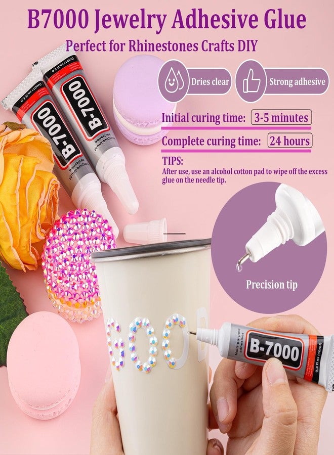 TINKRSTUFF 25000Pcs Resin Jelly Rhinestones with Tweezers for Crafting, White AB Non Hotfix Flatback Gems, Bedazzling Crystal with 3Pcs 10ml B7000 Jewelry Glue for DIY Crafts Clothing Tumblers Shoes Fabric Decor - Image 5