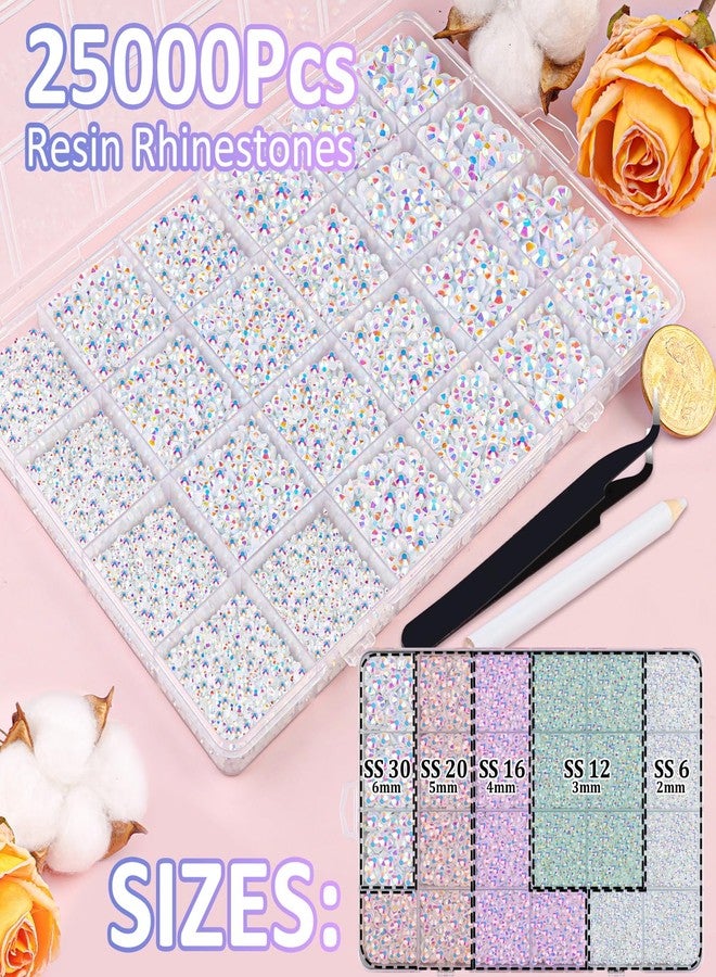 TINKRSTUFF 25000Pcs Resin Jelly Rhinestones with Tweezers for Crafting, White AB Non Hotfix Flatback Gems, Bedazzling Crystal with 3Pcs 10ml B7000 Jewelry Glue for DIY Crafts Clothing Tumblers Shoes Fabric Decor - Image 2