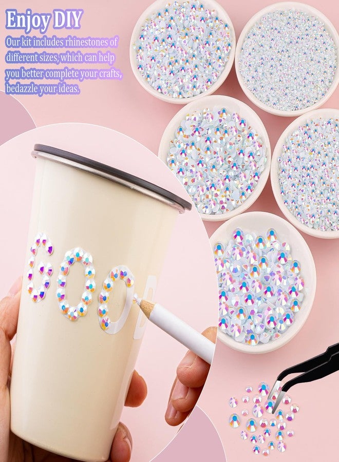 TINKRSTUFF 25000Pcs Resin Jelly Rhinestones with Tweezers for Crafting, White AB Non Hotfix Flatback Gems, Bedazzling Crystal with 3Pcs 10ml B7000 Jewelry Glue for DIY Crafts Clothing Tumblers Shoes Fabric Decor - Image 3