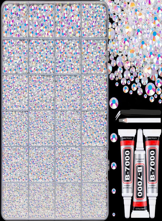 TINKRSTUFF 25000Pcs Resin Jelly Rhinestones with Tweezers for Crafting, White AB Non Hotfix Flatback Gems, Bedazzling Crystal with 3Pcs 10ml B7000 Jewelry Glue for DIY Crafts Clothing Tumblers Shoes Fabric Decor - Image 1