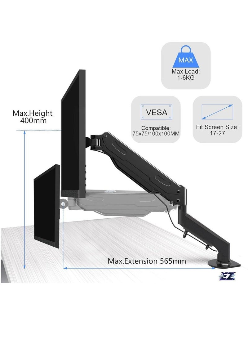 ELTRAZONE 17-27 Inch LCD Monitor Stand – Gas Spring Monitor Arm, 360° Rotatable, Height Adjustable Swivel, VESA 75x75/100x100mm, MD81 – Ergonomic Desk Mount for Office, Home, and Gaming, Sturdy and Flexible Display Solution  - Image 2