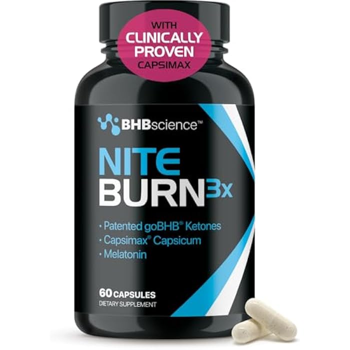 Real Ketones Night Burn Keto BHB Exogenous Ketones Supplement - Real Ketones Keto Diet Pills with Patented goBHB Capsimax and Melatonin for Body Sculpting (60 Count (Pack of 1), Nite) - Image 1