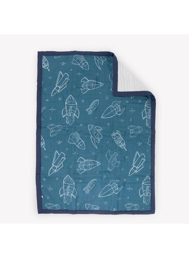 Little Unicorn Lofty Comforter Blanket | Super Soft & Breathable Muslin Fabric| Great for Play & Bedtime Blanket (Blast Off) - Image 1